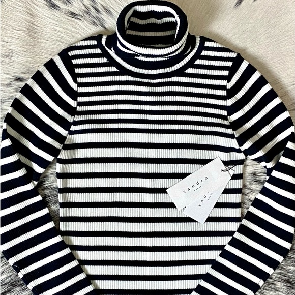 SANDRO “SKY STRIPED” TURTLENECK SZ 1 (XS/S) - Picture 3 of 10